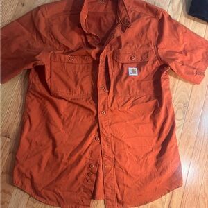 Carhartt Orange Work Short Sleeve Button-Up Shirt
